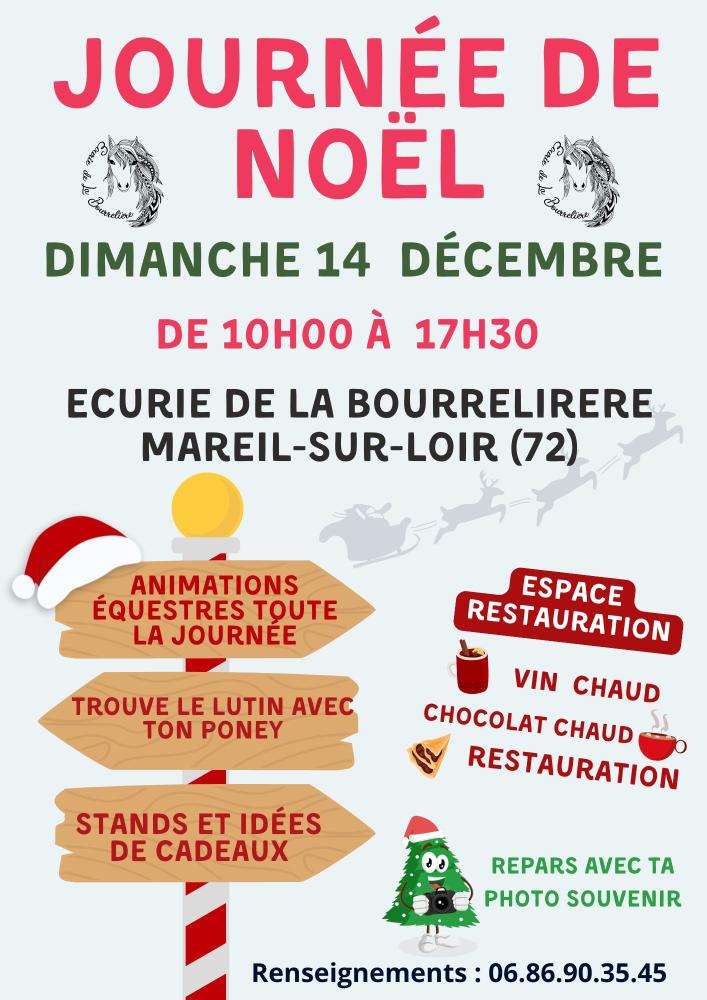 Flyer A4 Marché de Noël Illustratif Rouge Vert